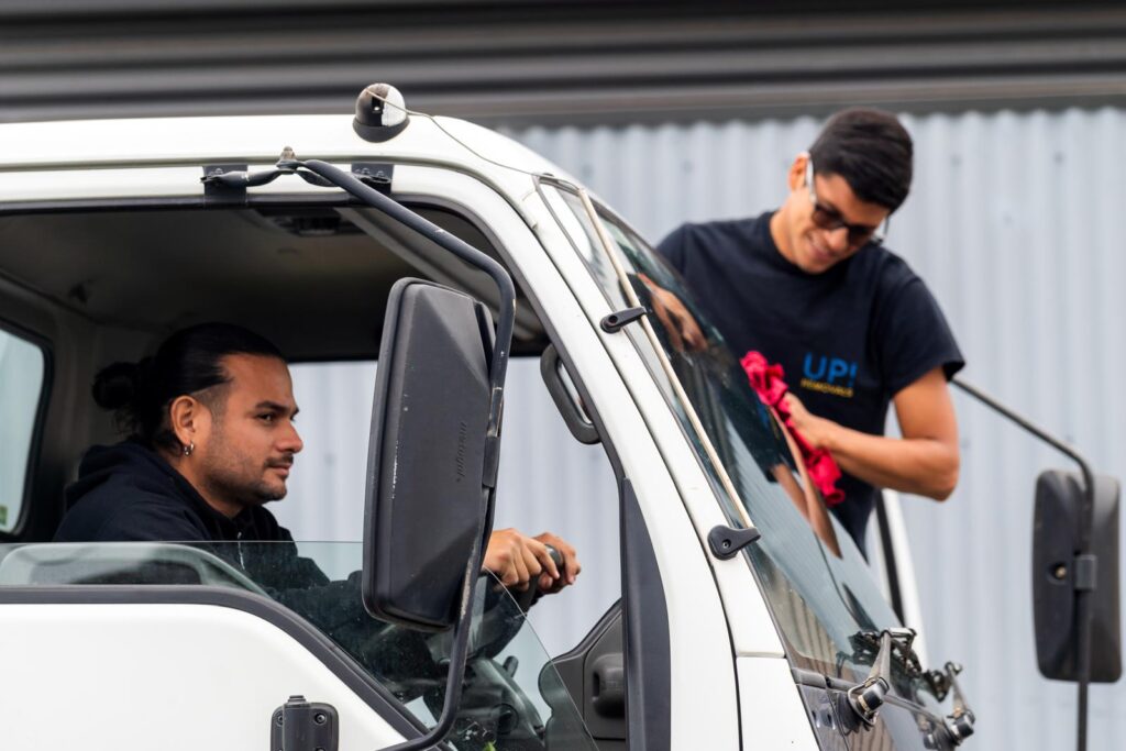 Professional removalists preparing a moving truck before a house relocation in Australia