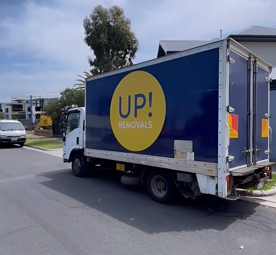 Moving truck parked on a residential street for a house relocation in Australia